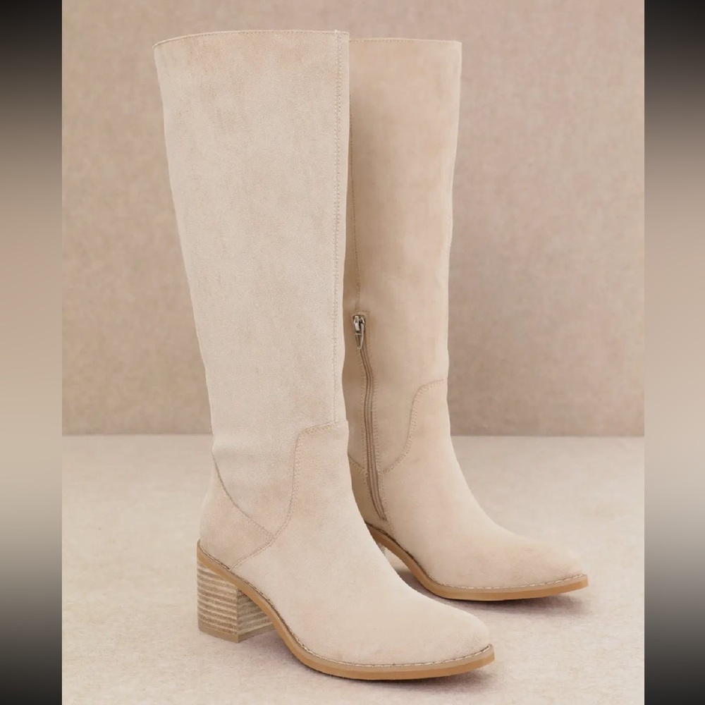 Mi.iM Juno Tall Beige Suede Dress Boots